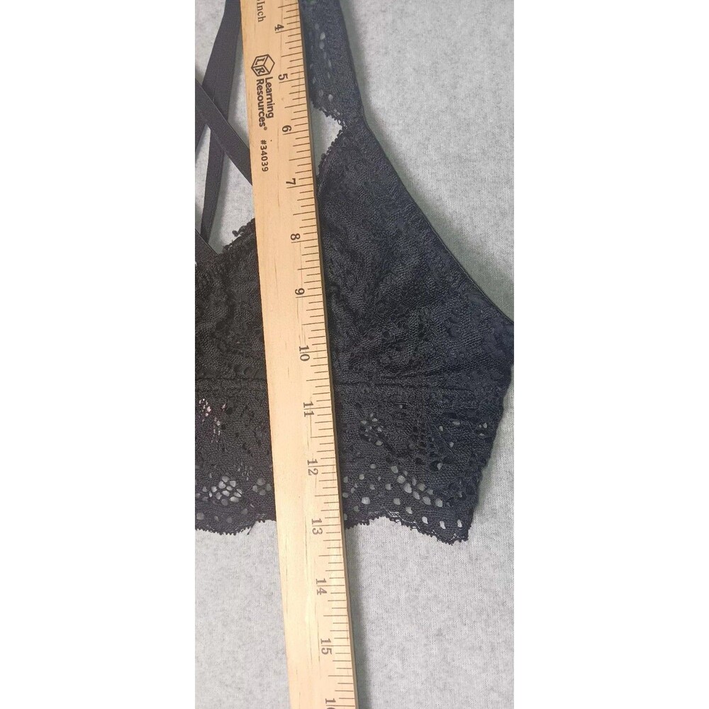 Rue 21 True Lace Racerback Cropped Bralette XS Black Coquette Festival Boho Goth - Picture 7 of 9